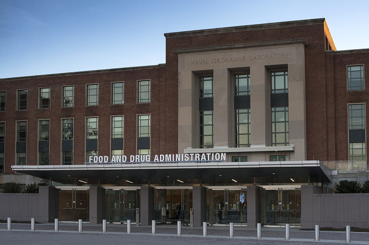 Main entrance of the U.S. Food and Drug Administration campus in Silver Spring, Maryland
